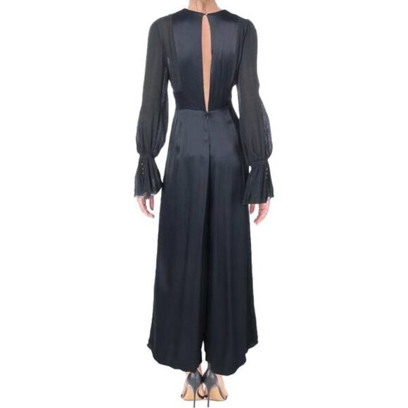 FREE PEOPLE “Not Your Baby” Satin Wide Leg Deep V High Waist Jumpsuit Size 0/XS - Picture 5 of 16